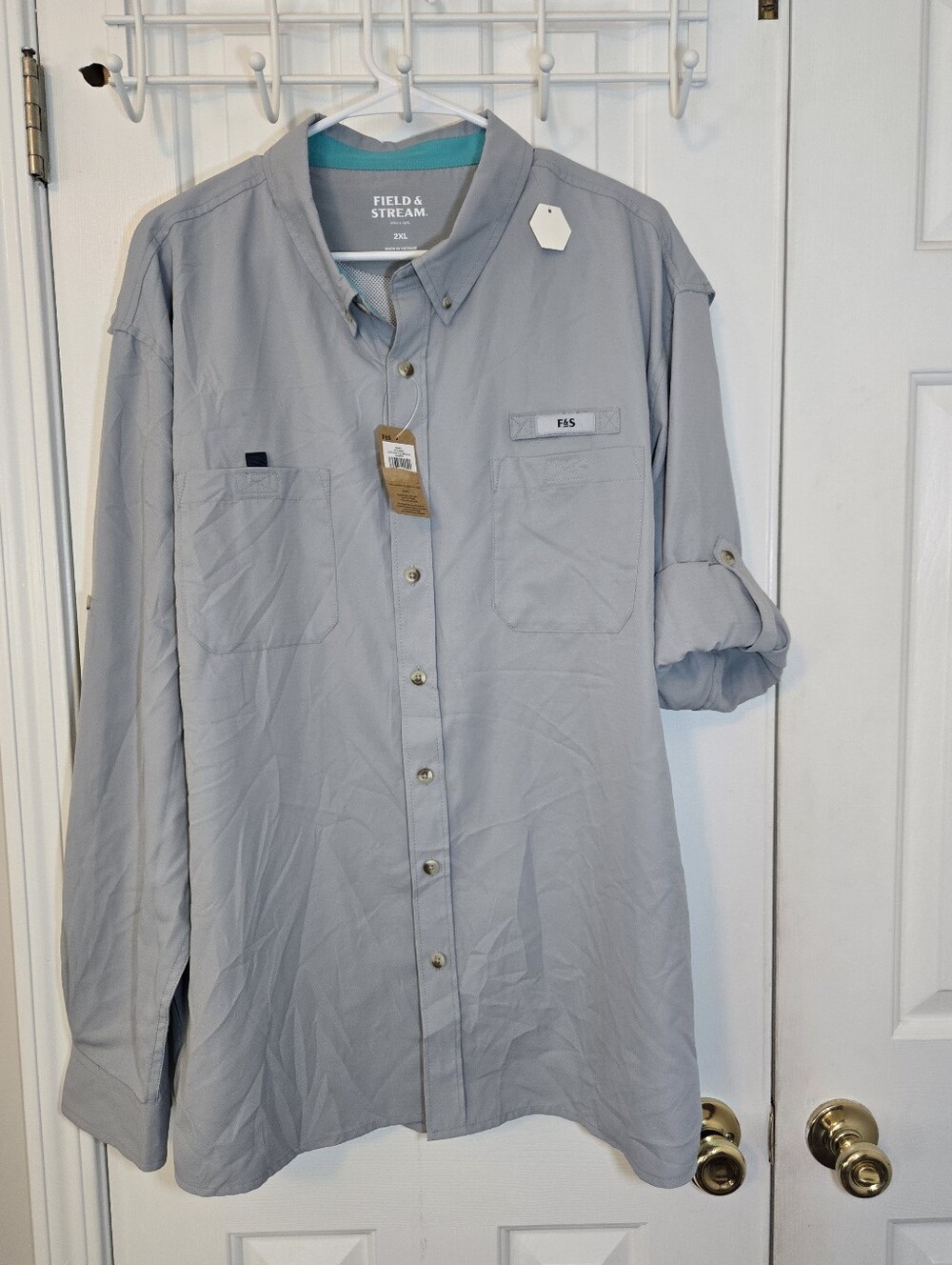 Field & Stream Men's Lightweight Button-Up Shirt Light Gray Size 2XL